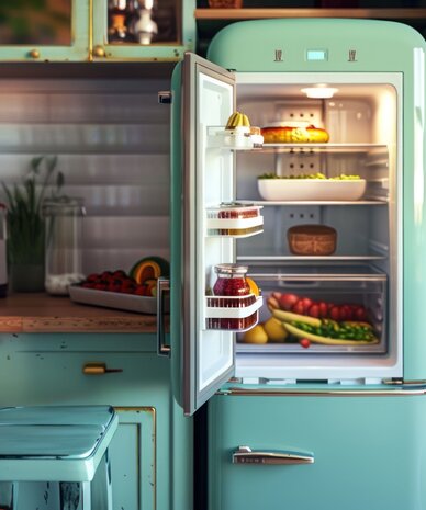 Open retro refrigerator in the kitchen | © u9961587576