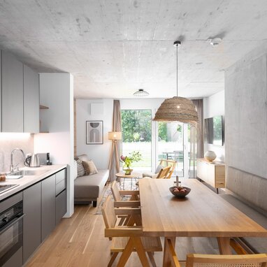 Modern open-plan kitchen and living area